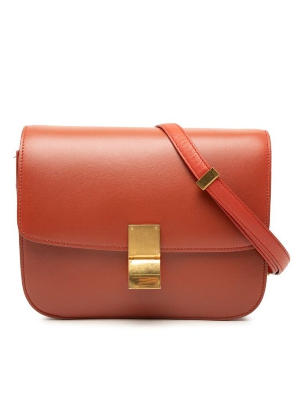 Celine Classic Box Shoulder Bag Red Leather